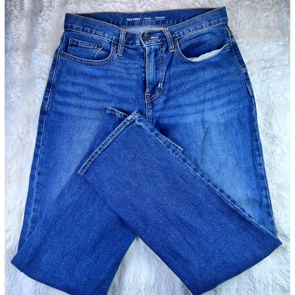 Old Navy Mens Straight Built-In Flex Jeans Medium Wash Blue 29x30. A15
